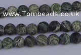 CSJ500 15.5 inches 4mm round matte green silver line jasper beads