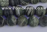 CSJ503 15.5 inches 10mm round matte green silver line jasper beads