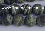 CSJ504 15.5 inches 12mm round matte green silver line jasper beads