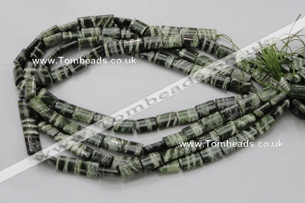 CSJ60 15.5 inches 10*14mm rectangle green silver line jasper beads