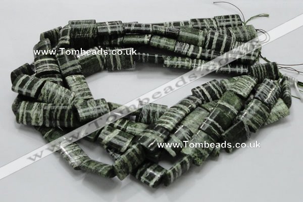 CSJ61 15.5 inches 16*20mm rectangle green silver line jasper beads