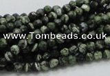 CSJ62 15.5 inches 4mm faceted round green silver line jasper beads