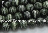 CSJ65 15.5 inches 10mm faceted round green silver line jasper beads