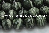 CSJ66 15.5 inches 12mm faceted round green silver line jasper beads