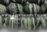 CSJ74 15.5 inches 15*20mm faceted rice green silver line jasper beads
