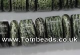 CSJ85 15.5 inches 6*18mm & 12*18mm rondelle green silver line jasper beads