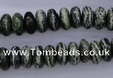 CSJ89 15.5 inches 6*12mm rondelle green silver line jasper beads