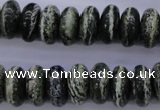 CSJ90 15.5 inches 7*14mm rondelle green silver line jasper beads