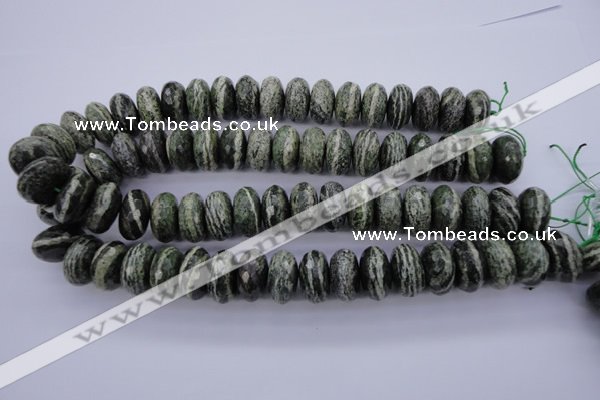 CSJ93 15.5 inches 10*20mm faceted rondelle green silver line jasper beads