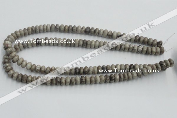 CSL02 15.5 inches 5*10mm rondelle silver leaf jasper beads wholesale