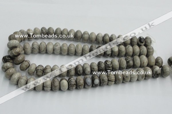 CSL03 15.5 inches 9*16mm rondelle silver leaf jasper beads wholesale