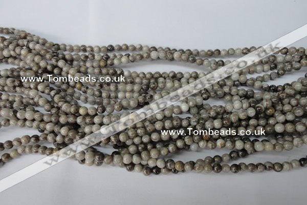 CSL10 15.5 inches 4mm round silver leaf jasper beads wholesale