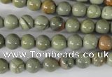 CSL102 15.5 inches 8mm round silver leaf jasper beads wholesale