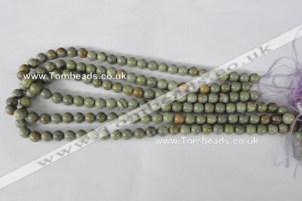 CSL102 15.5 inches 8mm round silver leaf jasper beads wholesale