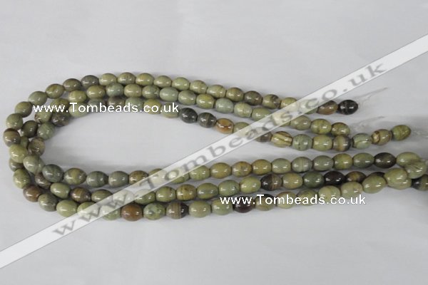 CSL103 15.5 inches 8*10mm rice silver leaf jasper beads wholesale