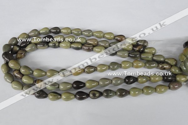 CSL104 15.5 inches 10*14mm teardrop silver leaf jasper beads wholesale