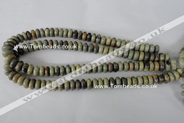 CSL109 15.5 inches 6*12mm rondelle silver leaf jasper beads wholesale