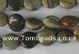 CSL115 15.5 inches 12mm flat round silver leaf jasper beads wholesale