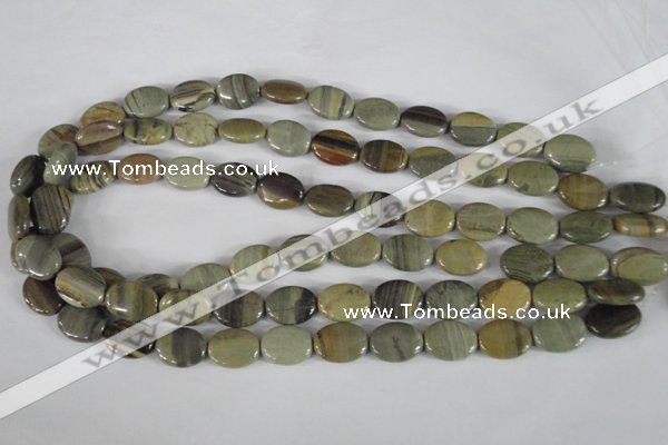 CSL117 15.5 inches 12*16mm oval silver leaf jasper beads wholesale