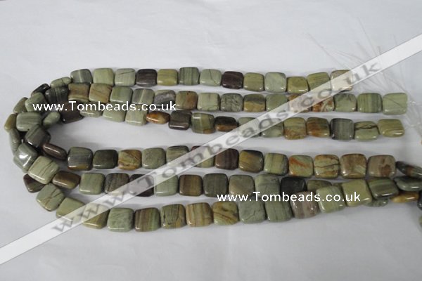 CSL118 15.5 inches 12*12mm square silver leaf jasper beads wholesale