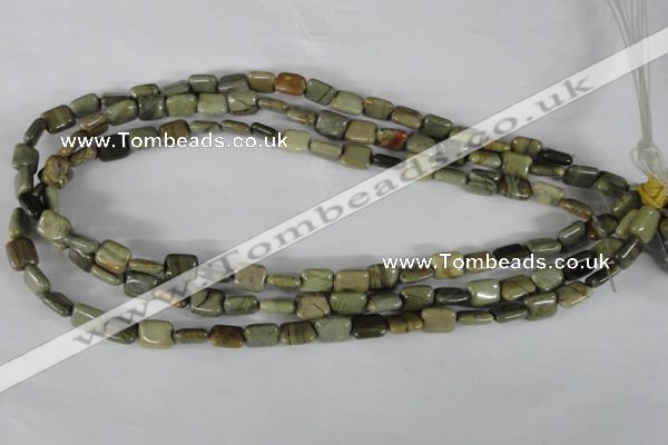 CSL119 15.5 inches 8*10mm rectangle silver leaf jasper beads wholesale