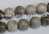 CSL12 15.5 inches 12mm round silver leaf jasper beads wholesale