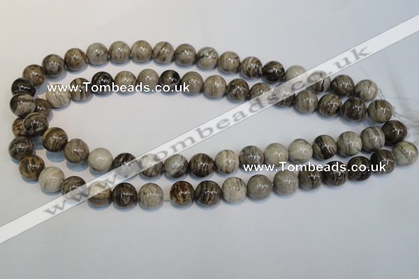 CSL12 15.5 inches 12mm round silver leaf jasper beads wholesale