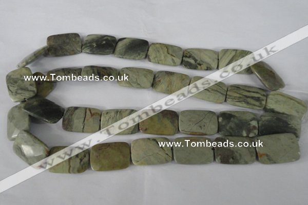 CSL121 15.5 inches 18*25mm faceted rectangle silver leaf jasper beads