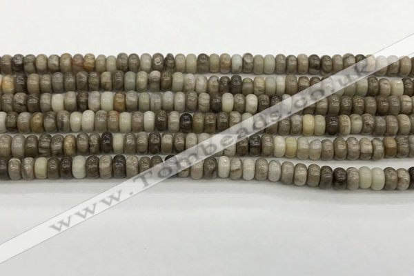 CSL125 15.5 inches 2.5*4.8mm rondelle sliver leaf jasper beads