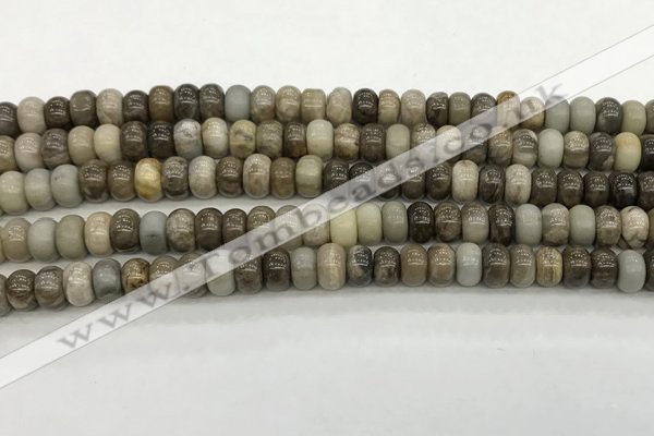 CSL126 15.5 inches 4*6mm rondelle sliver leaf jasper beads