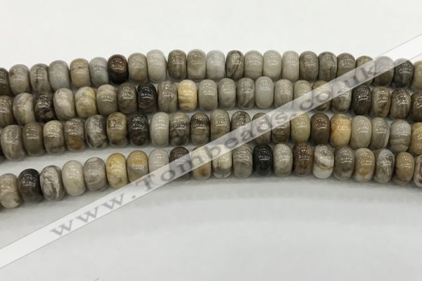 CSL127 15.5 inches 5*8mm rondelle sliver leaf jasper beads