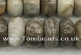 CSL128 15.5 inches 6*10mm rondelle sliver leaf jasper beads