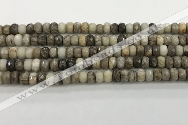 CSL131 15.5 inches 4*6mm faceted rondelle sliver leaf jasper beads
