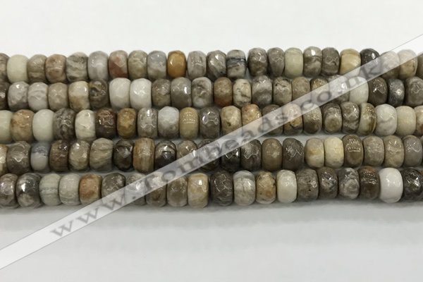 CSL132 15.5 inches 5*8mm faceted rondelle sliver leaf jasper beads