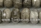 CSL133 15.5 inches 6*10mm faceted rondelle sliver leaf jasper beads