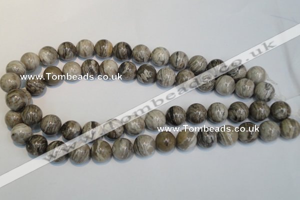 CSL14 15.5 inches 14mm round silver leaf jasper beads wholesale