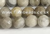 CSL157 15.5 inches 6mm faceted 

round sliver leaf jasper beads