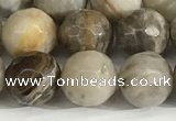 CSL159 15.5 inches 10mm faceted 

round sliver leaf jasper beads