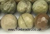 CSL172 15 inches 8mm faceted round silver leaf jasper gemstone beads