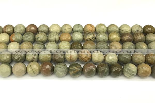 CSL172 15 inches 8mm faceted round silver leaf jasper gemstone beads