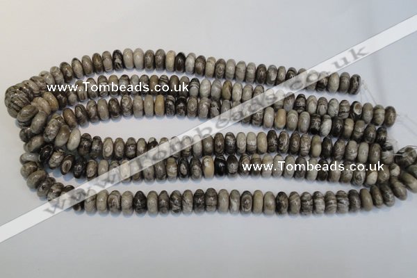 CSL19 15.5 inches 6*12mm rondelle silver leaf jasper beads wholesale