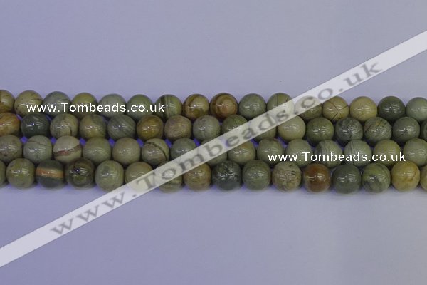 CSL204 15.5 inches 12mm round silver leaf jasper beads wholesale