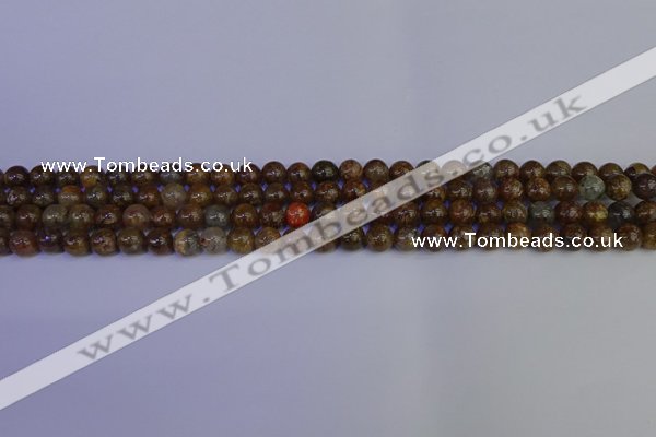 CSL220 15.5 inches 4mm round gold leaf jasper beads wholesale