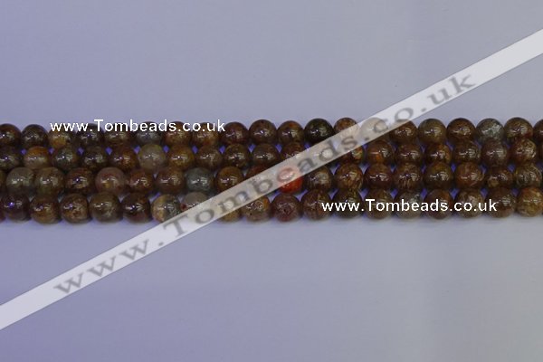 CSL222 15.5 inches 8mm round gold leaf jasper beads wholesale