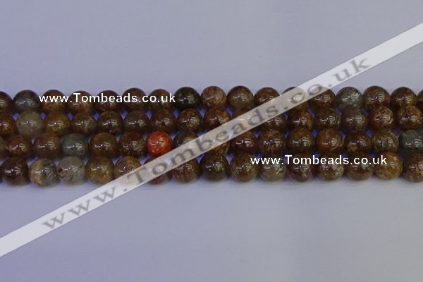 CSL224 15.5 inches 12mm round gold leaf jasper beads wholesale