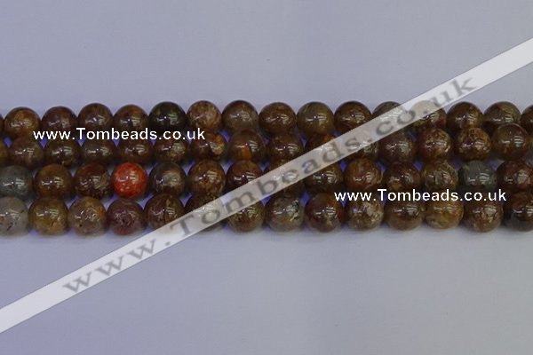 CSL225 15.5 inches 14mm round gold leaf jasper beads wholesale