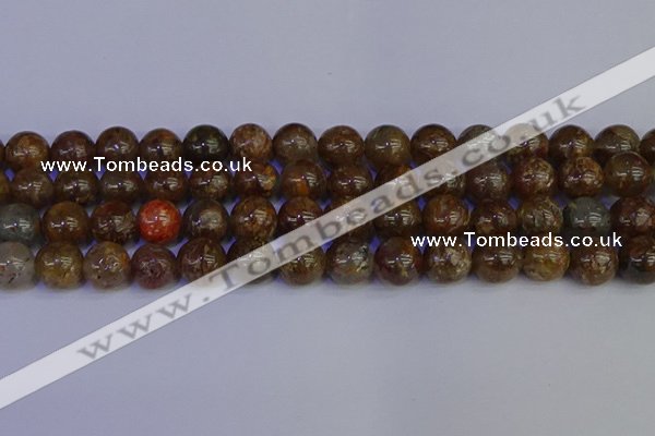 CSL225 15.5 inches 14mm round gold leaf jasper beads wholesale