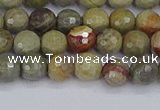 CSL231 15.5 inches 6mm faceted round silver leaf jasper beads