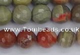 CSL233 15.5 inches 10mm faceted round silver leaf jasper beads