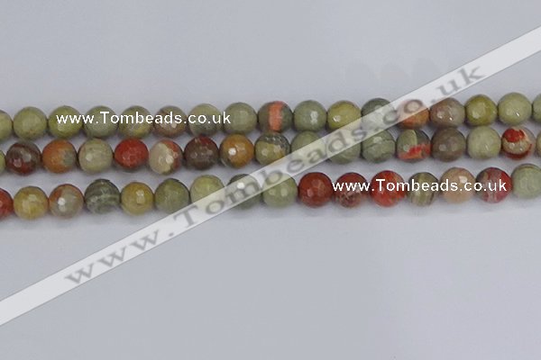 CSL233 15.5 inches 10mm faceted round silver leaf jasper beads